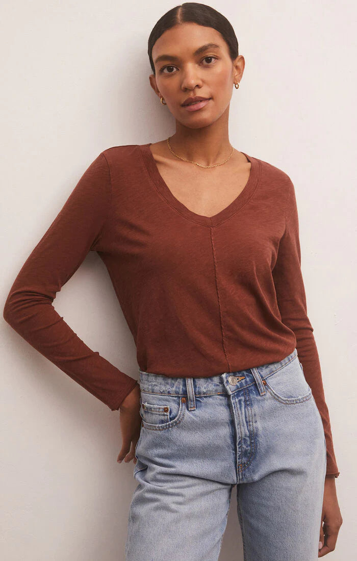 DREAM SLUB V-NECK L/S TEE