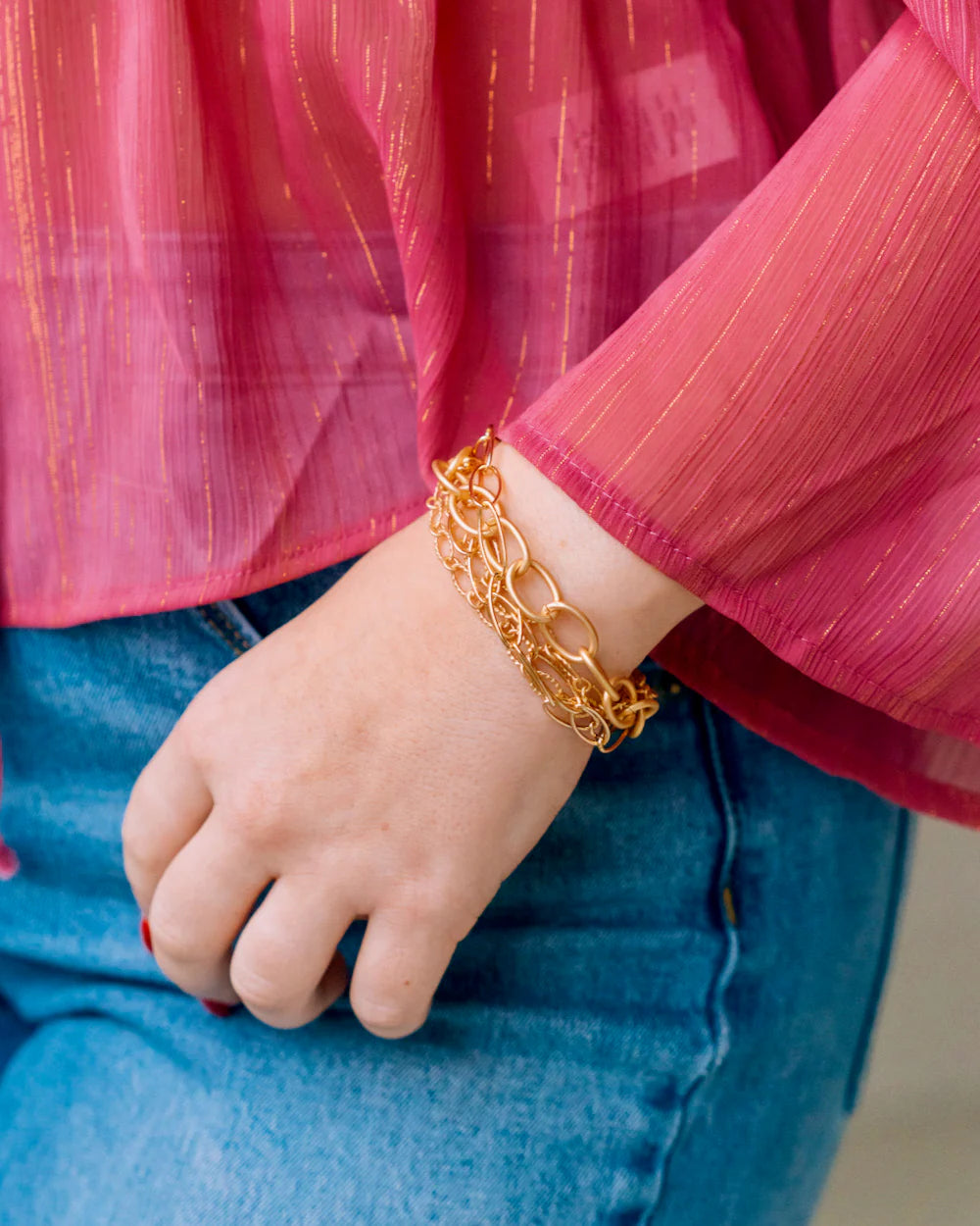 CHAMPAGNE TOAST MEDLEY CHAIN BRACELET by INSPIRE DESIGNS