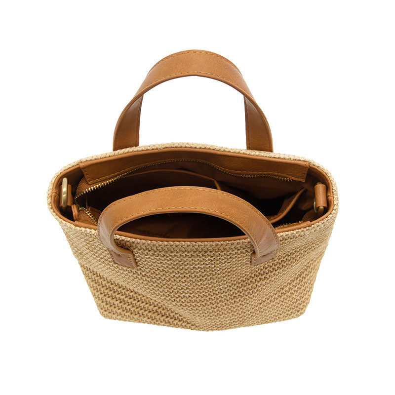 SIERRA SMALL STRAW CONVERTIBLE CROSSBODY TOTE