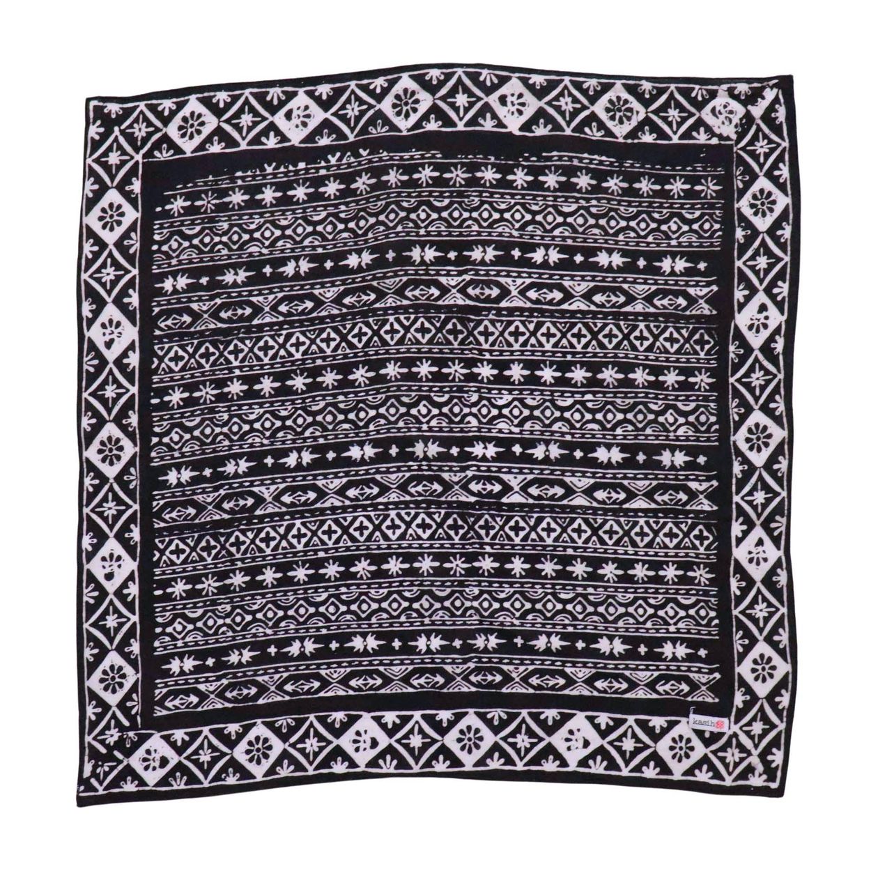 BLACK AND WHITE HAND DYED BATIK BANDANA