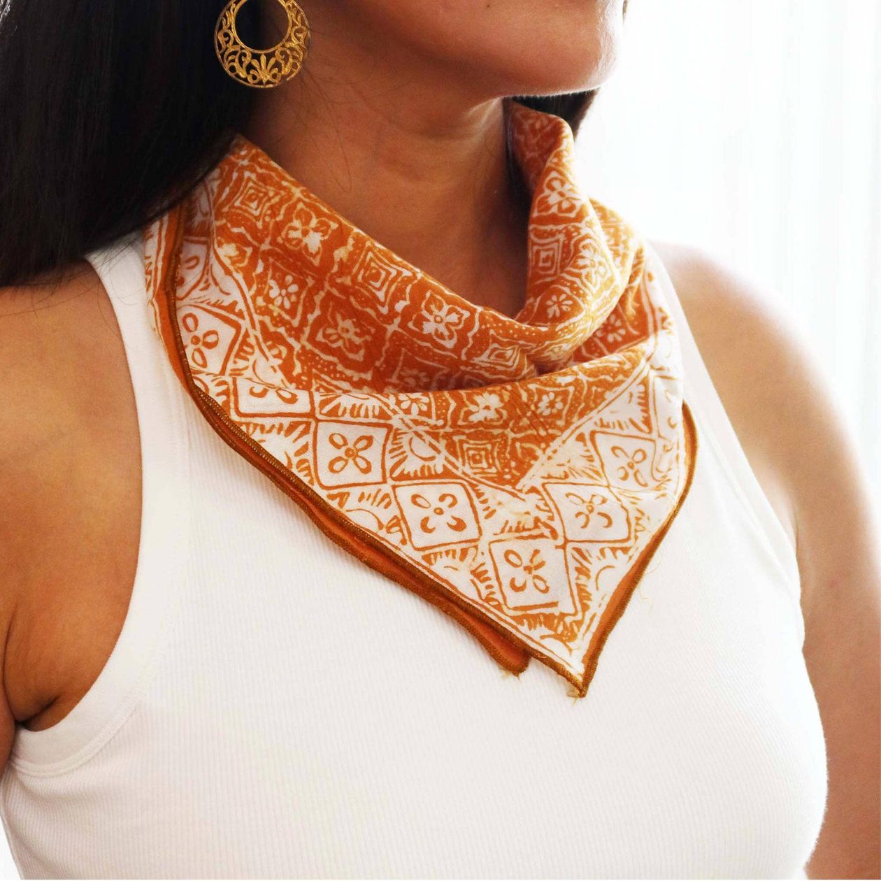 YELLOW FALL COLOR BATIK BANDANA