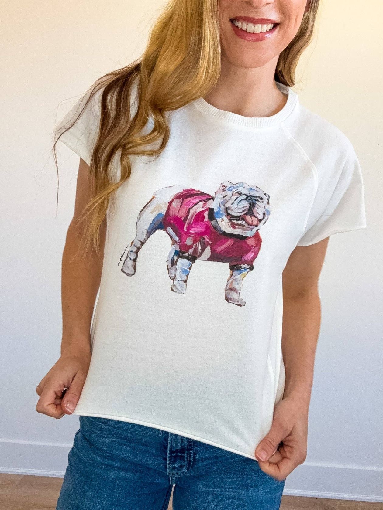 "BULLDOG RED" TOP by CHELSEA MCSHANE ART