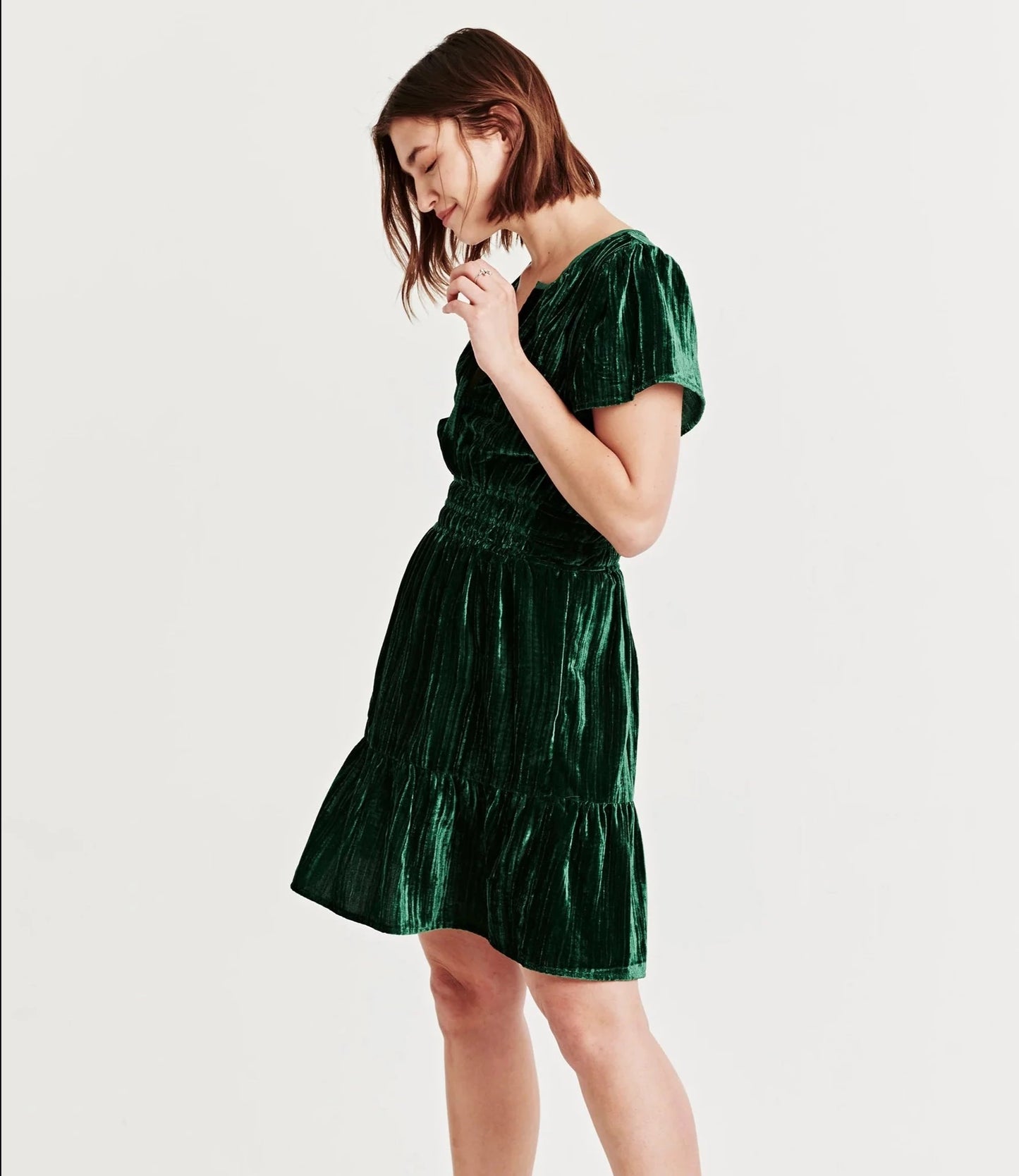 KARIANA VELVET TIERED MINI DRESS