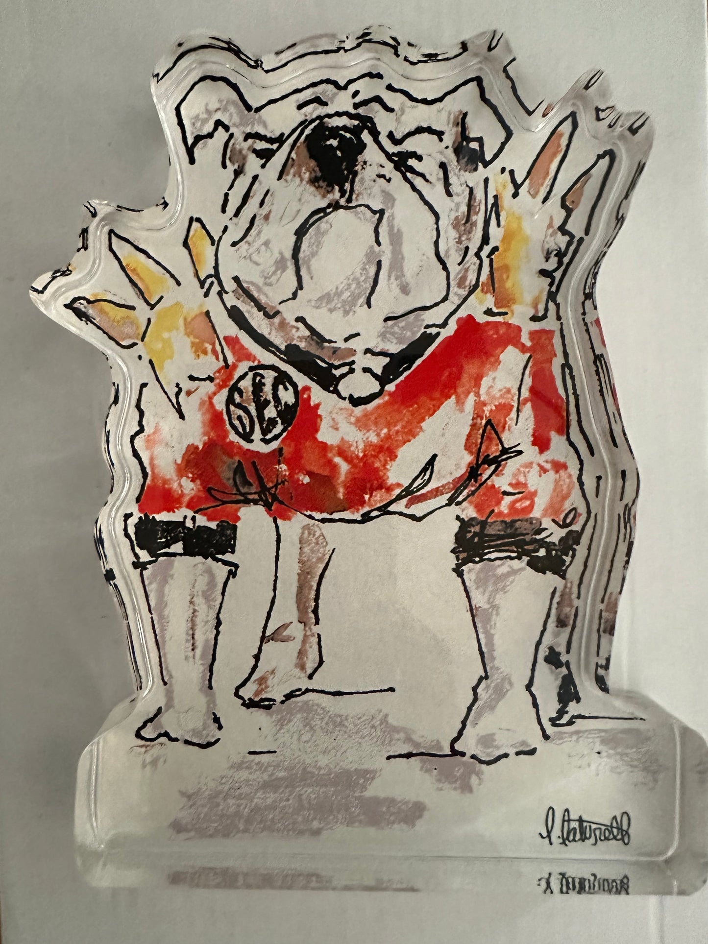 BULLDOG ACRYLIC BLOCK by LEAH LATURELL ART