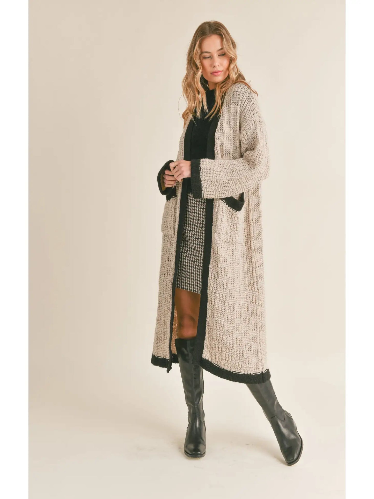 ZENNI TEXTURED KNIT LONG CARDIGAN