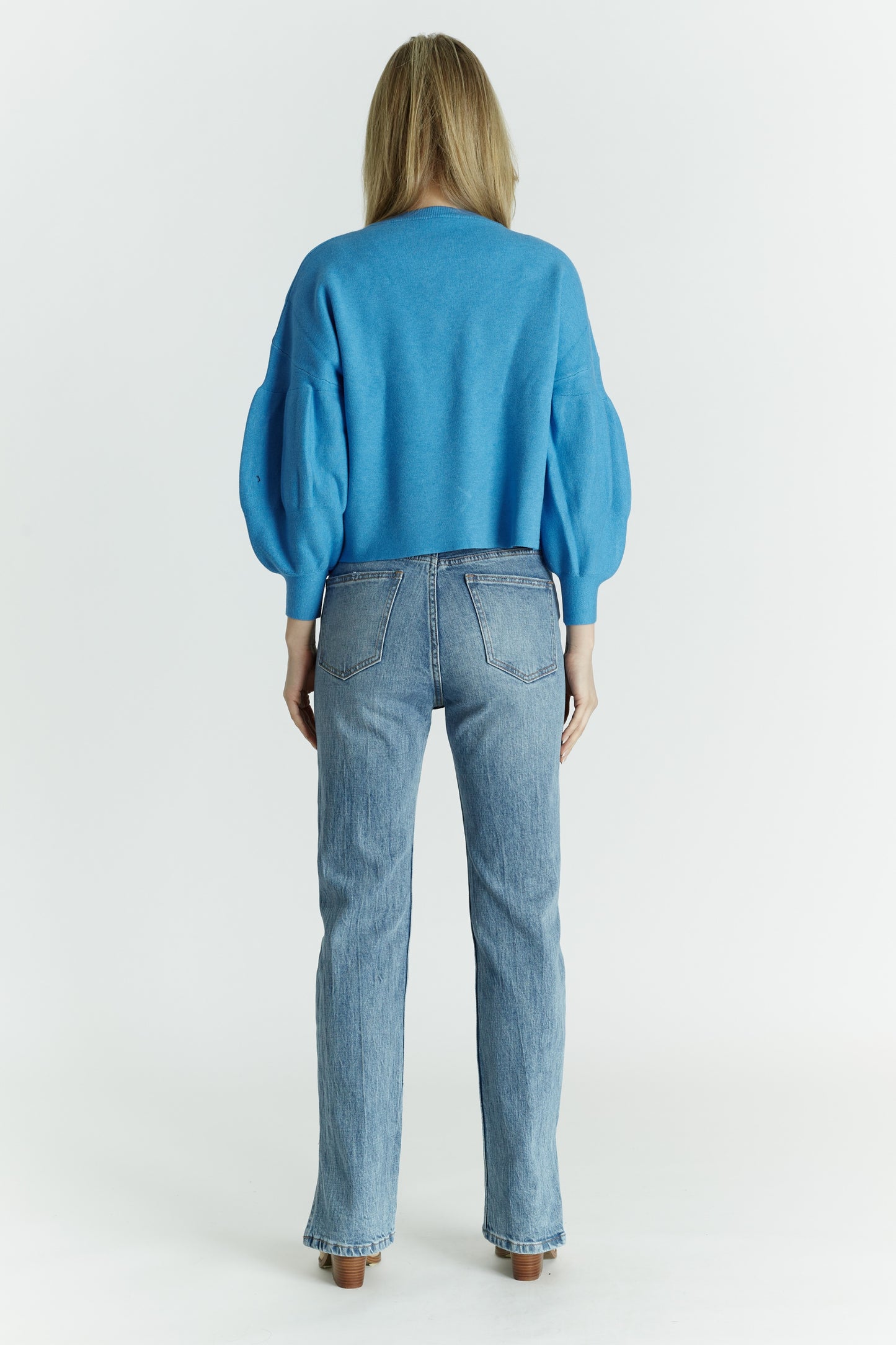 BALLOON-SLEEVE CREWNECK SWEATER