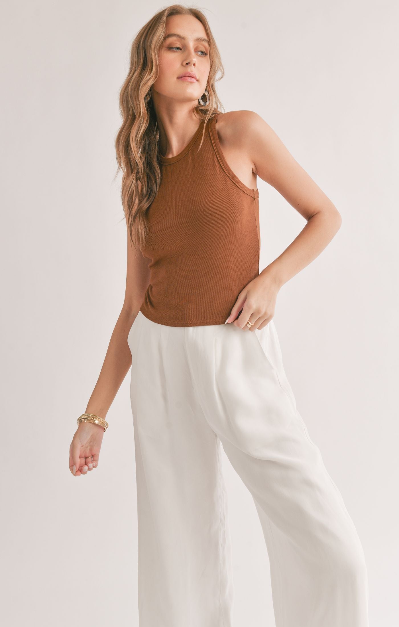 MARSHMALLOW RACERBACK CROP TANK