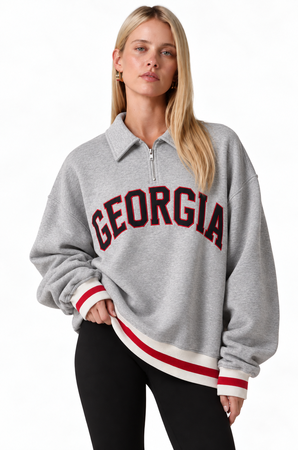 "GEORGIA VARSITY" Grey Quarter-Zip