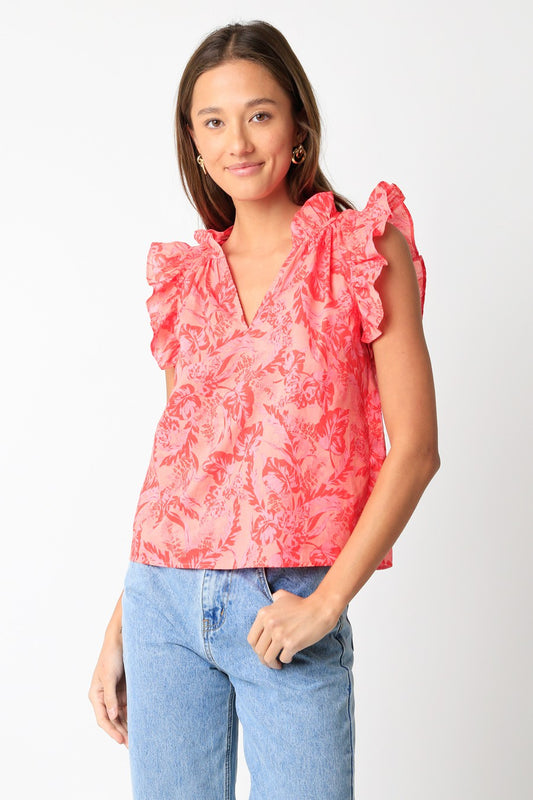 ROSA FLUTTER SLEEVE TOP