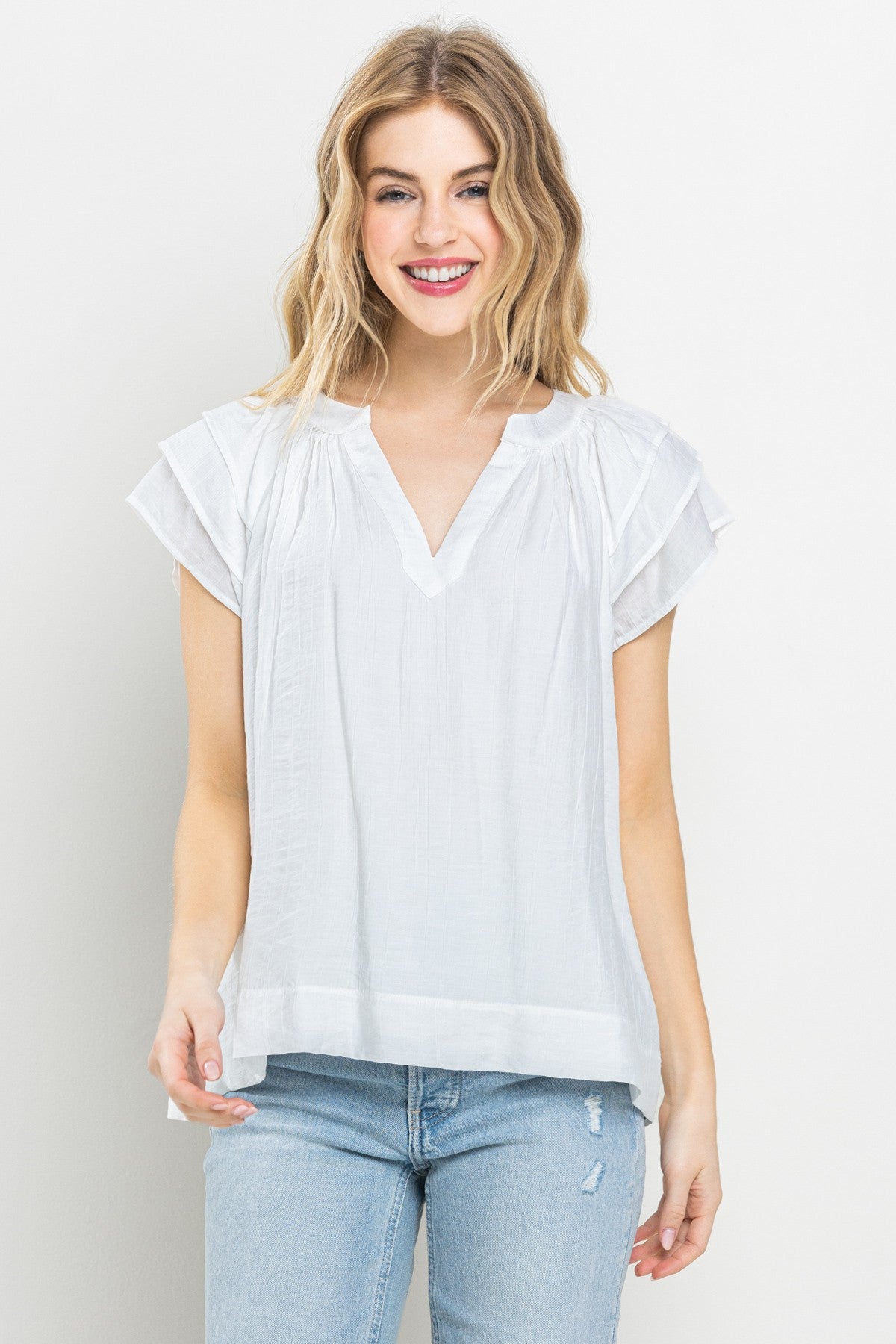 MICAELA FLUTTER SLEEVE TOP