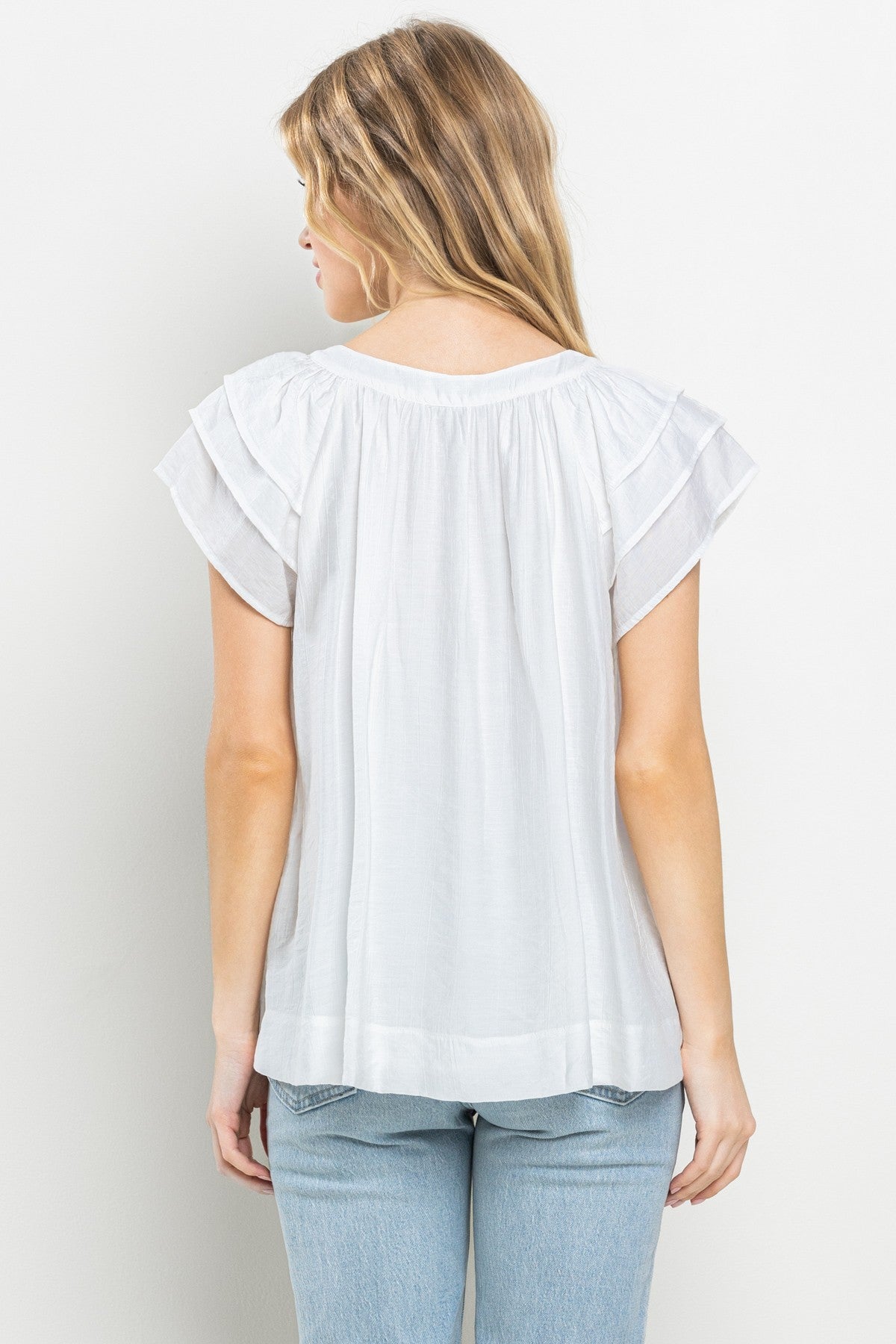 MICAELA FLUTTER SLEEVE TOP
