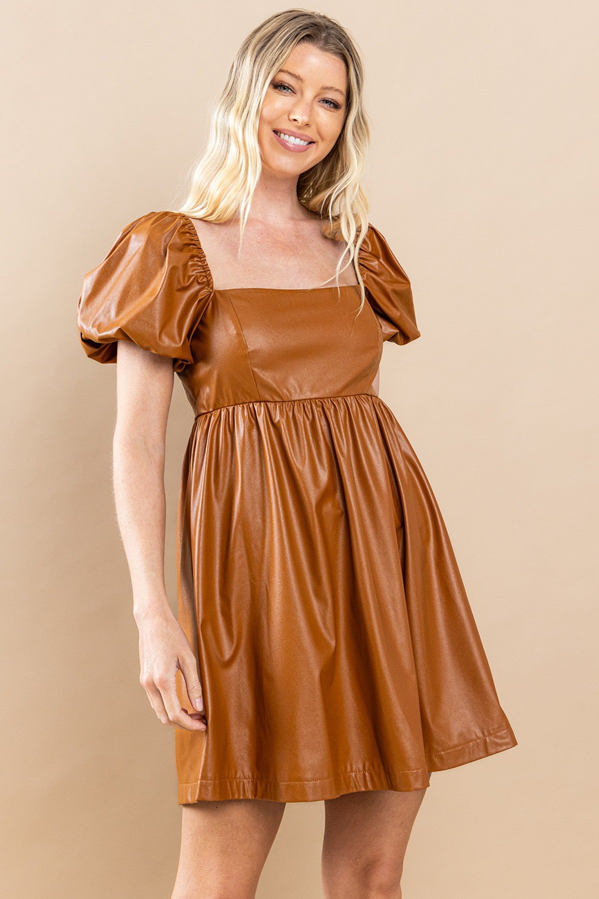 LILLIAN LEATHER MINI DRESS