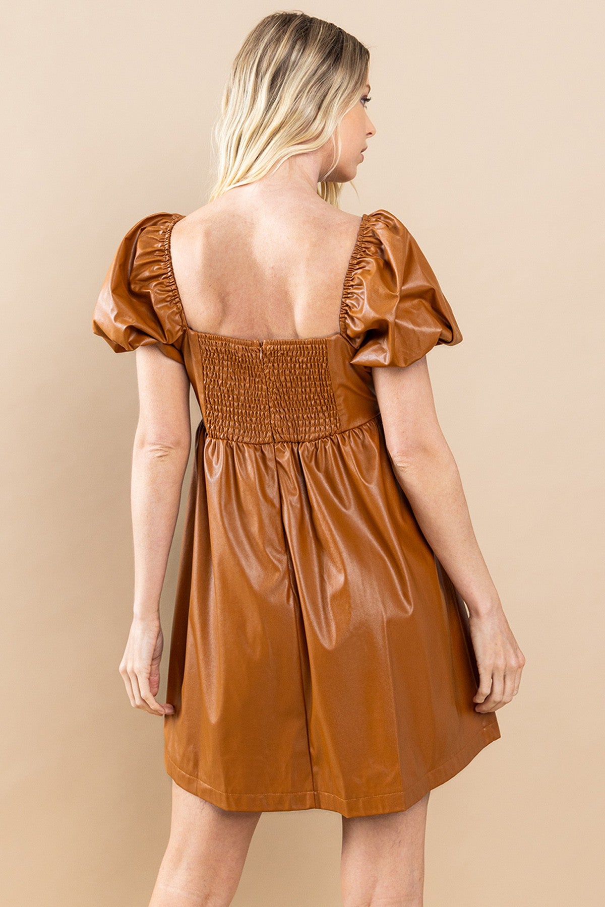 LILLIAN LEATHER MINI DRESS
