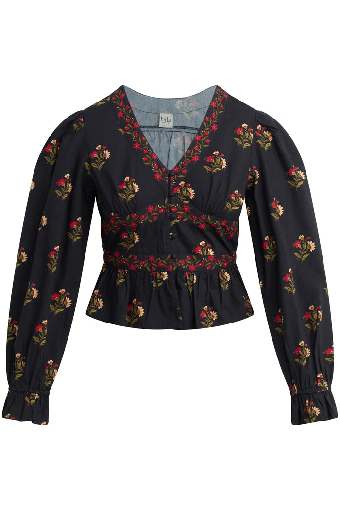 SCARLET GARDEN FLORAL PRINT TOP