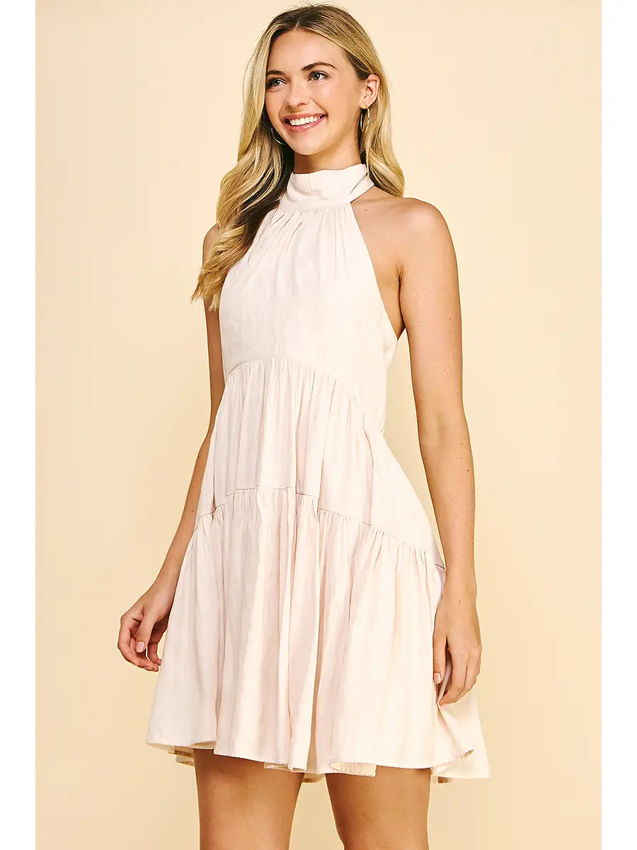 HIGH NECK HALTER DRESS