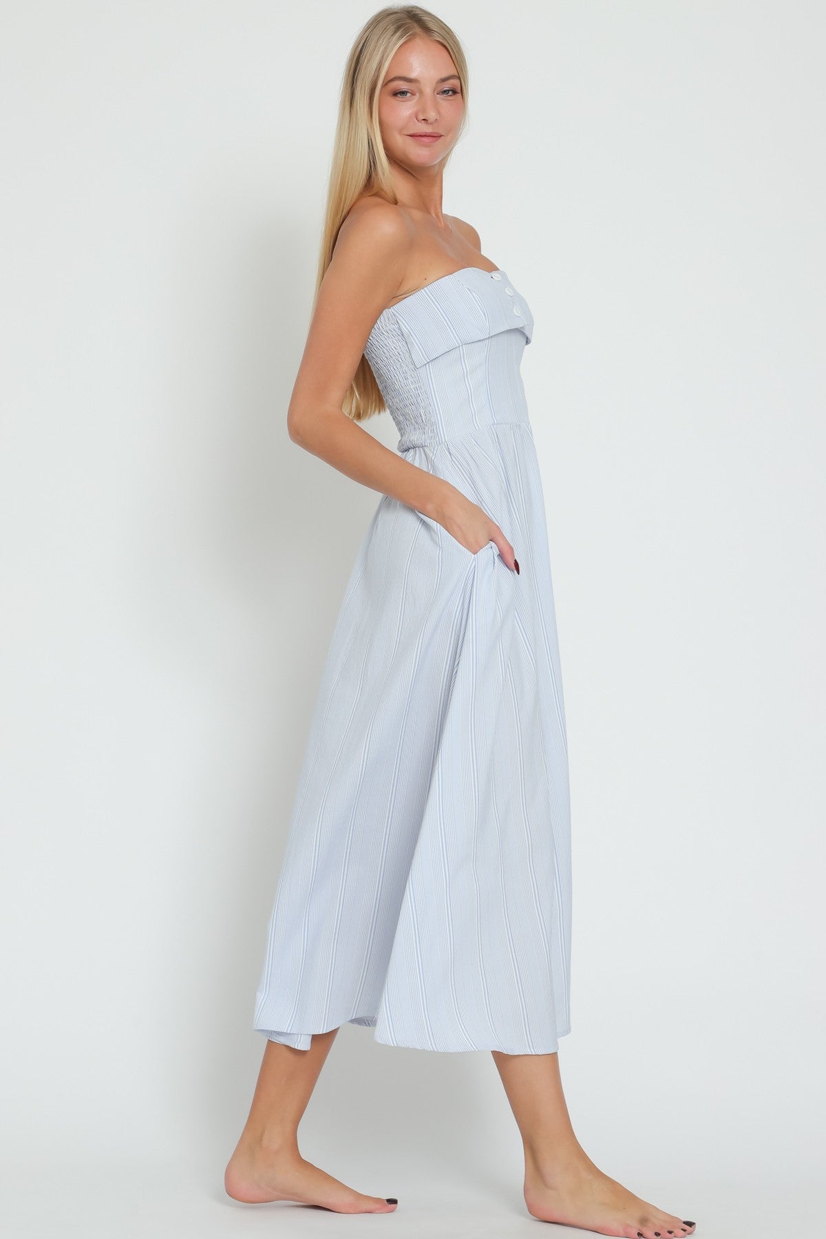 RICHIE PINSTRIPE MIDI DRESS