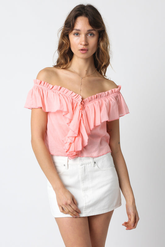 LIGHT PINK RUFFLE TOP