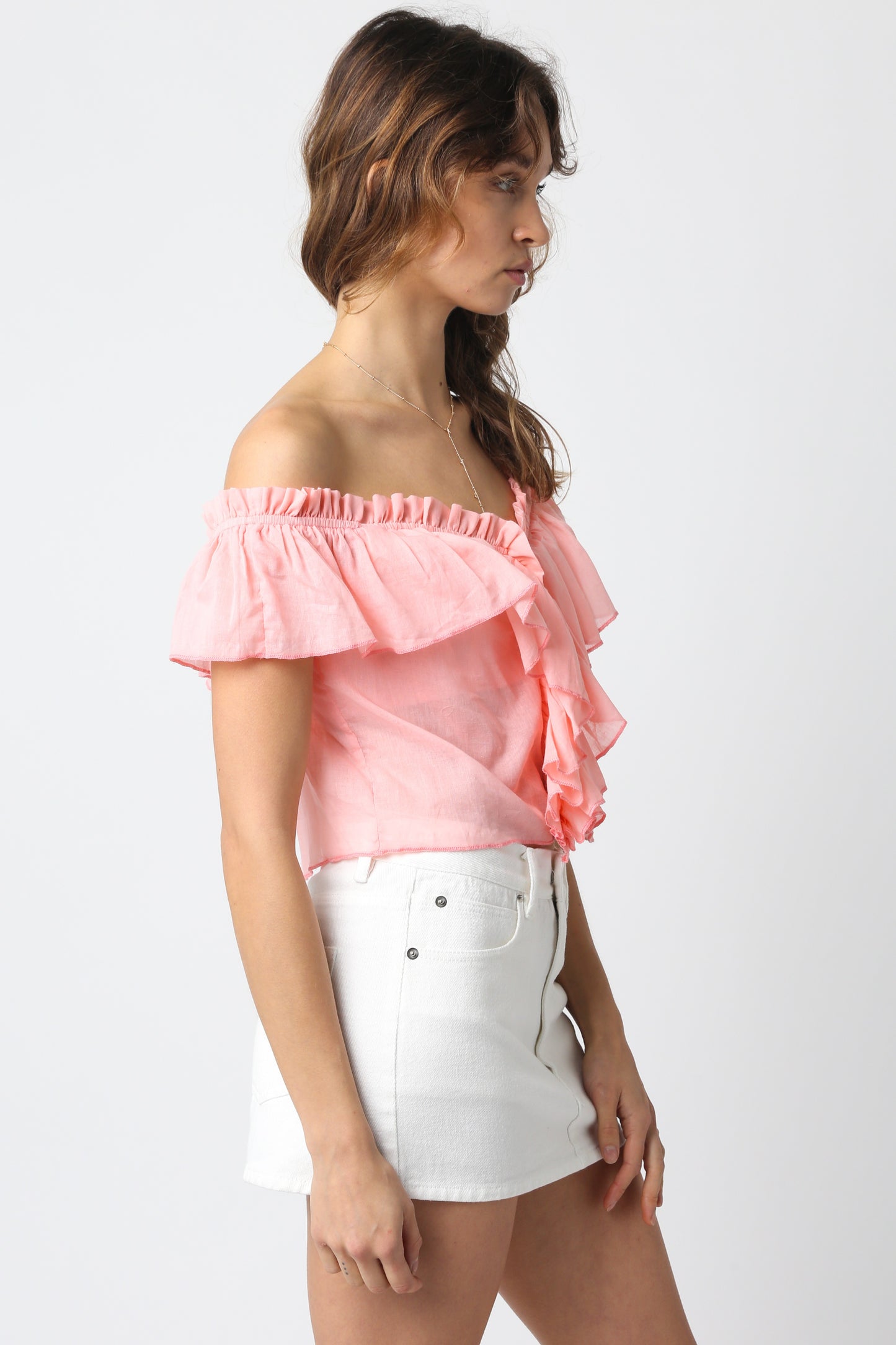 LIGHT PINK RUFFLE TOP