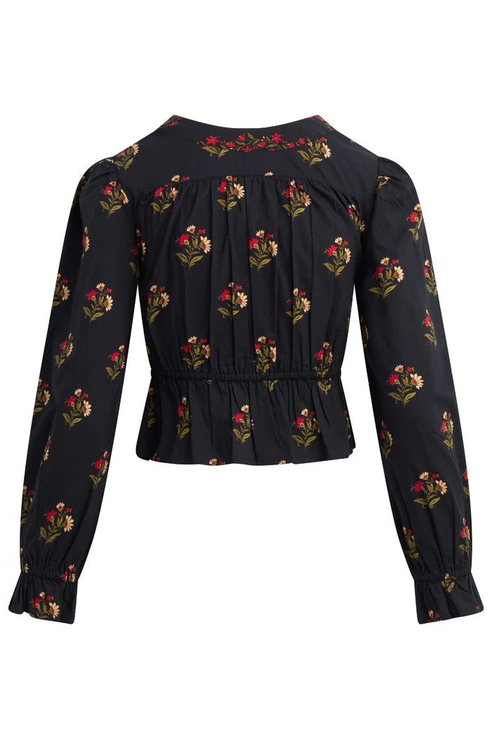 SCARLET GARDEN FLORAL PRINT TOP