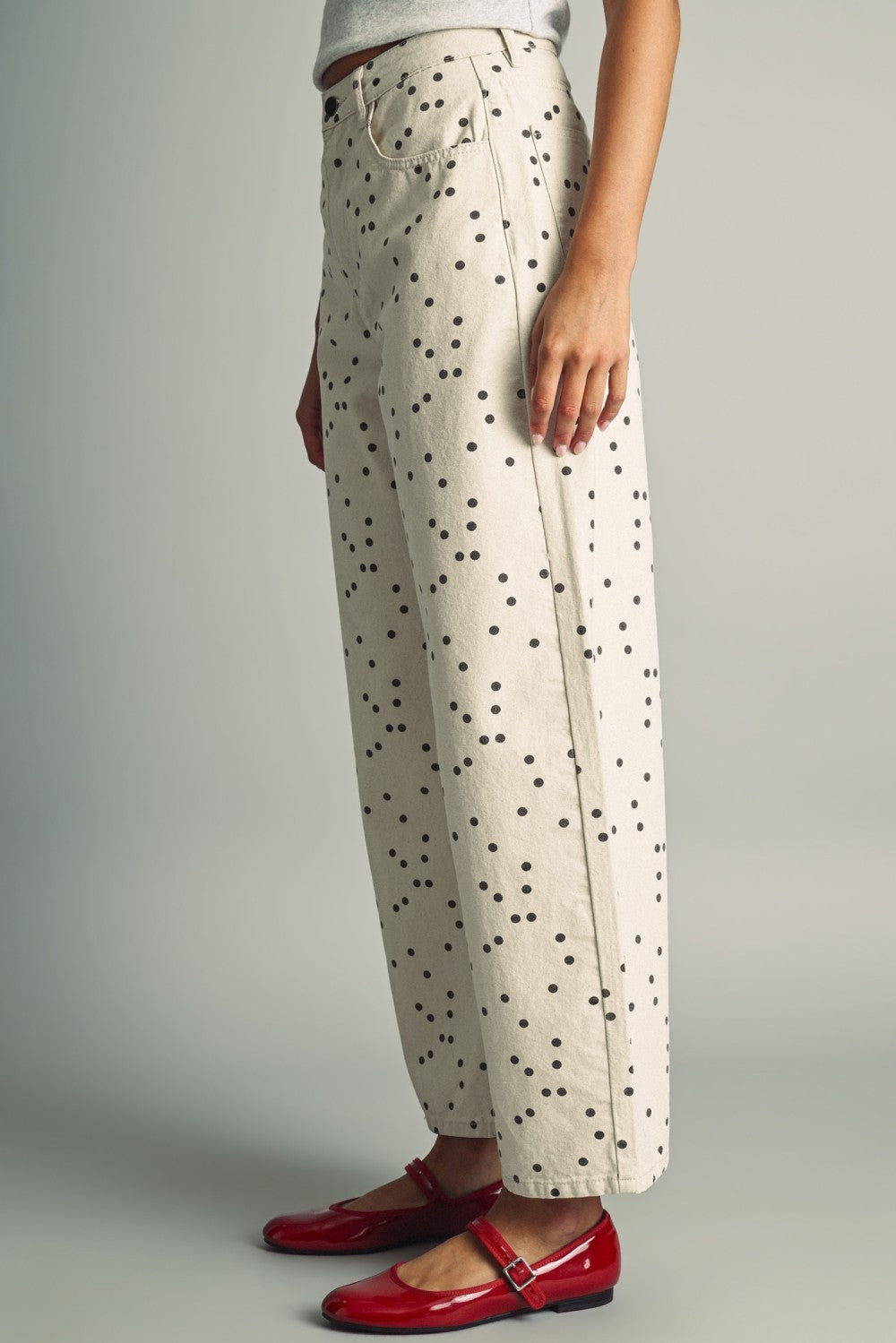 "SPOTTED IN STYLE" Polka Dot Barrel Pants