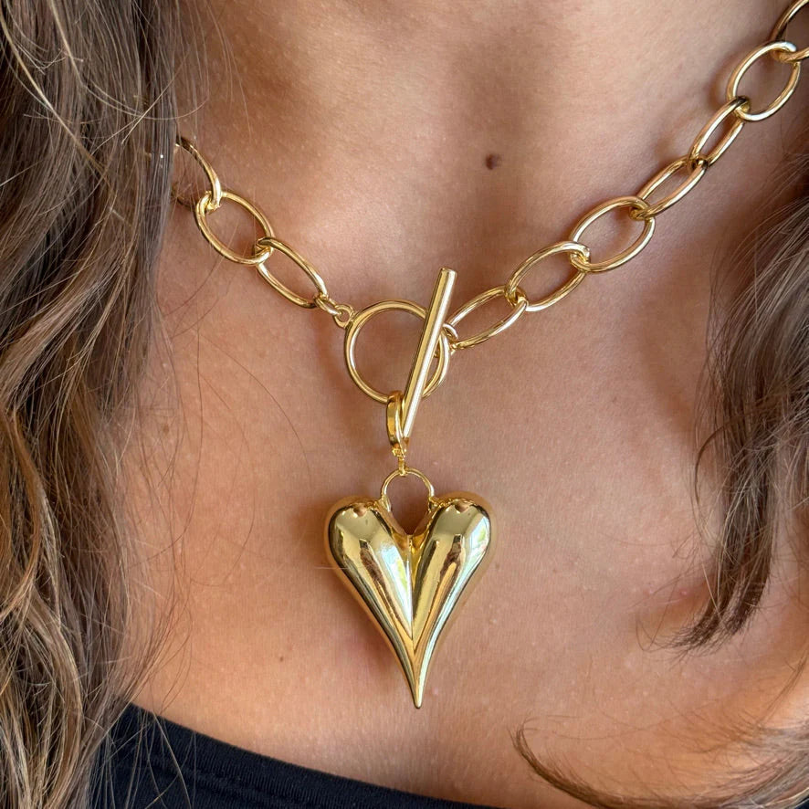 SOCIALITE GOLD HEART NECKLACE by InspireDesigns