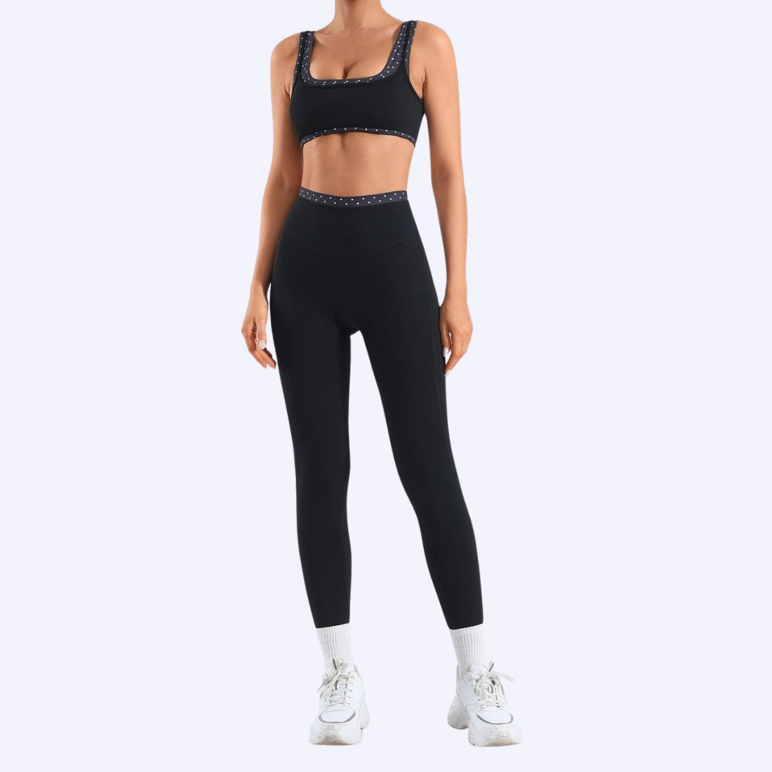 "SPOTTED IN ATHENS" Black Polka-Dot Leggings