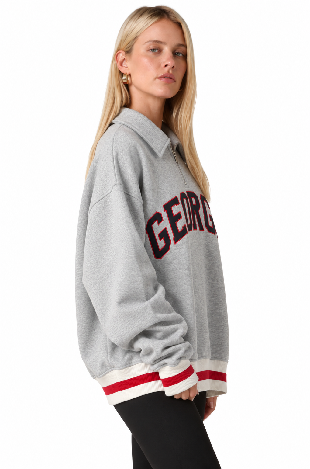 "GEORGIA VARSITY" Grey Quarter-Zip