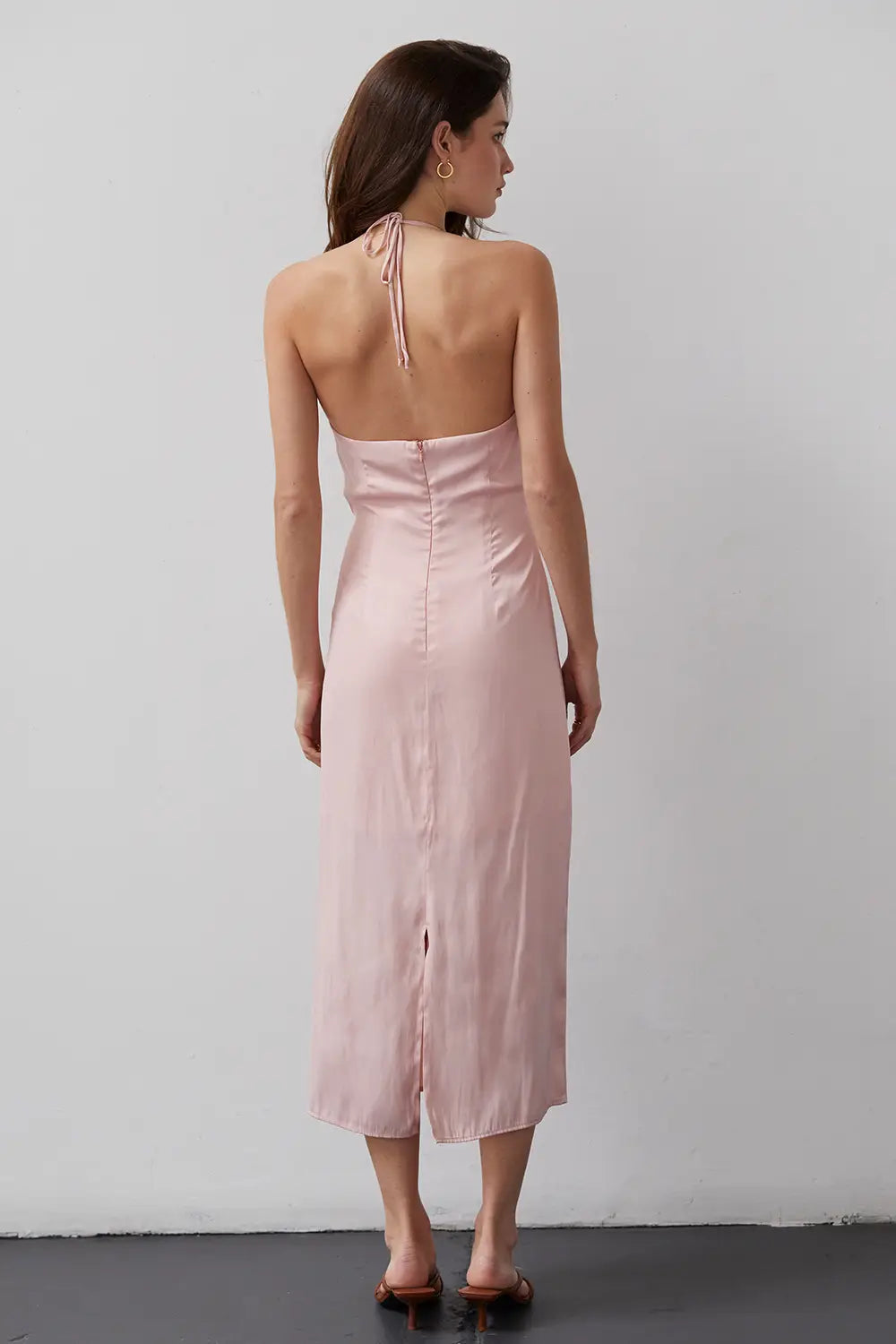 AMBER SILKY SATIN DRESS