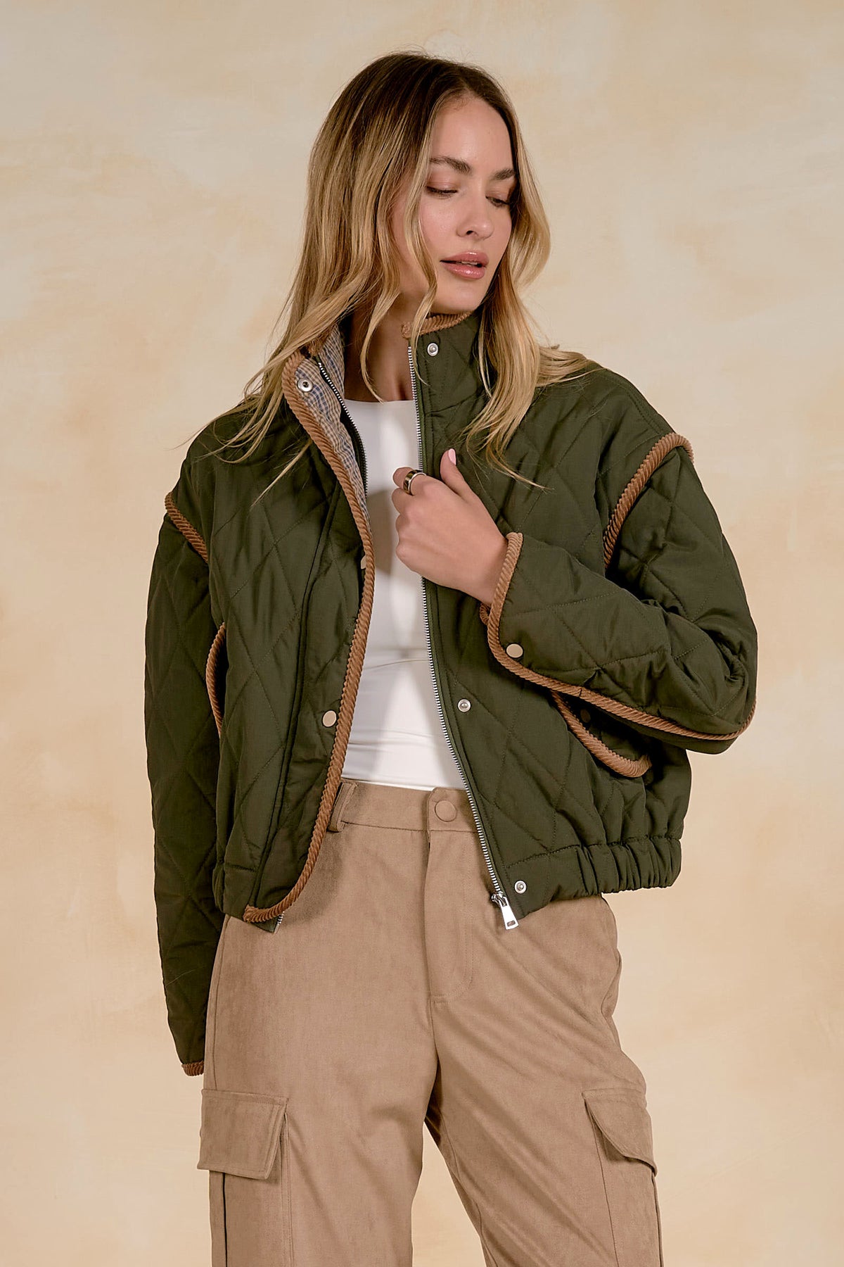 "THE OAKLEY QUILTED JACKET" With Corduroy Trim by Elan