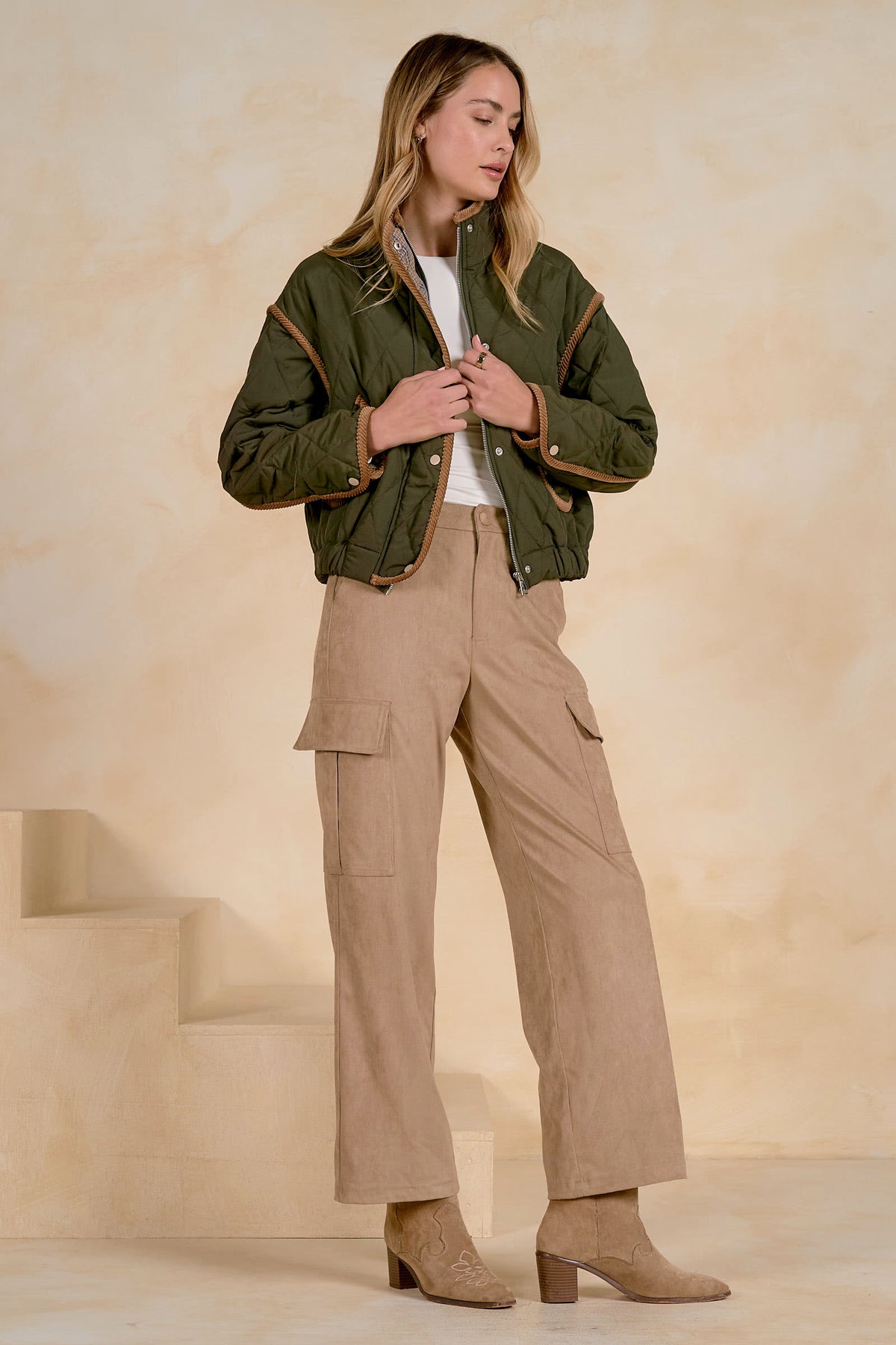 "THE OAKLEY QUILTED JACKET" With Corduroy Trim by Elan