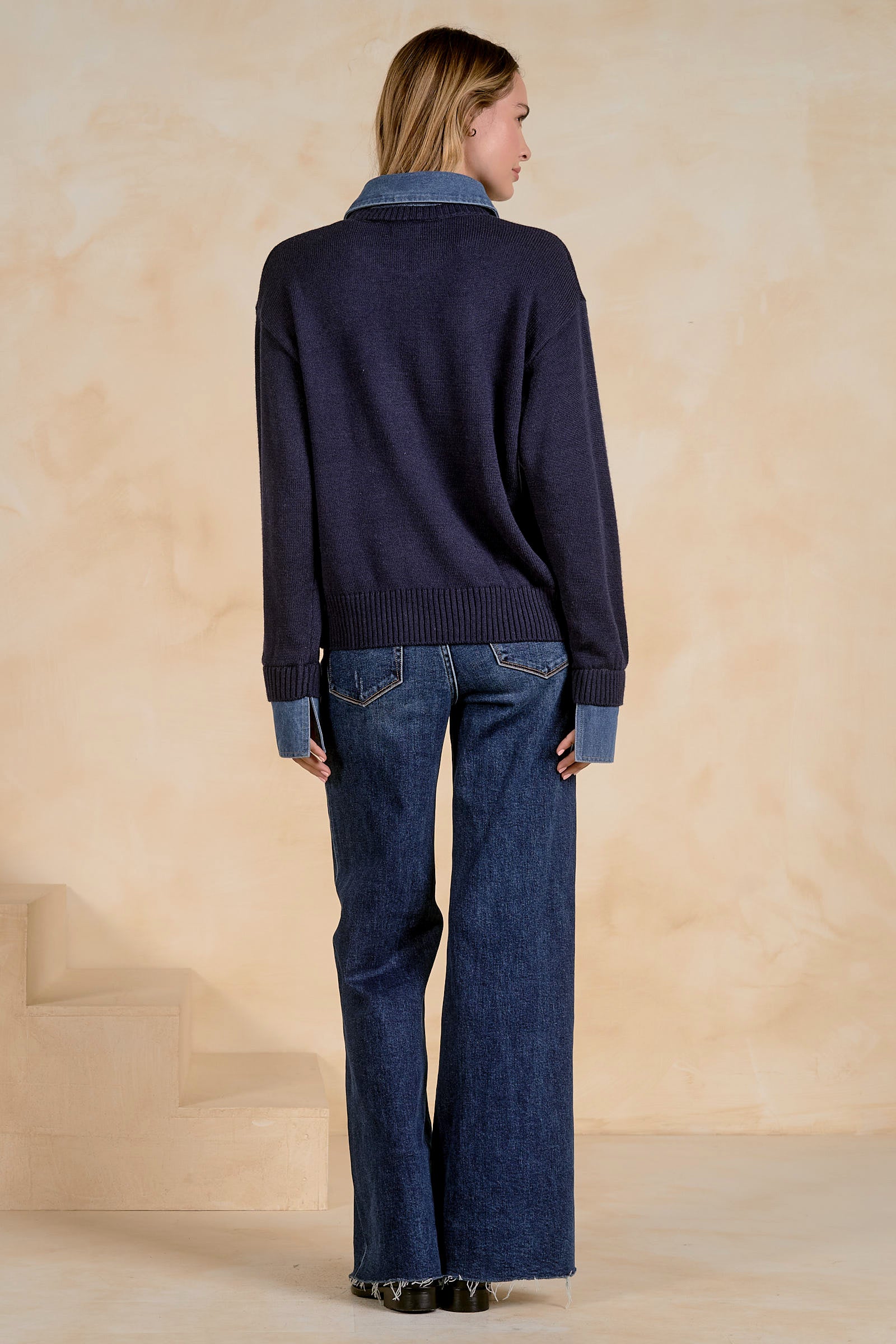 "BLUE RIDGE" Denim Collared Sweater by ELAN