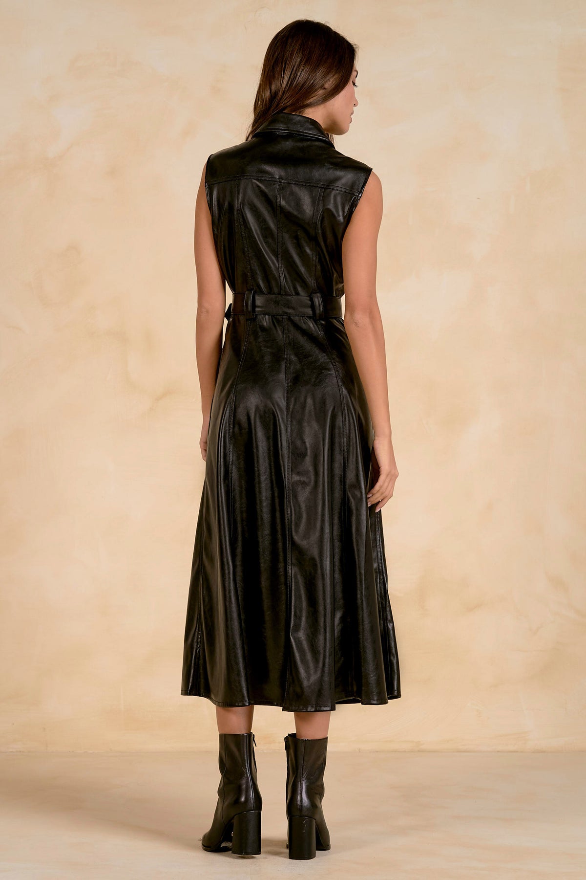 "THE WORTHY LEATHER BUTTON DOWN MAXI DRESS" by Elan