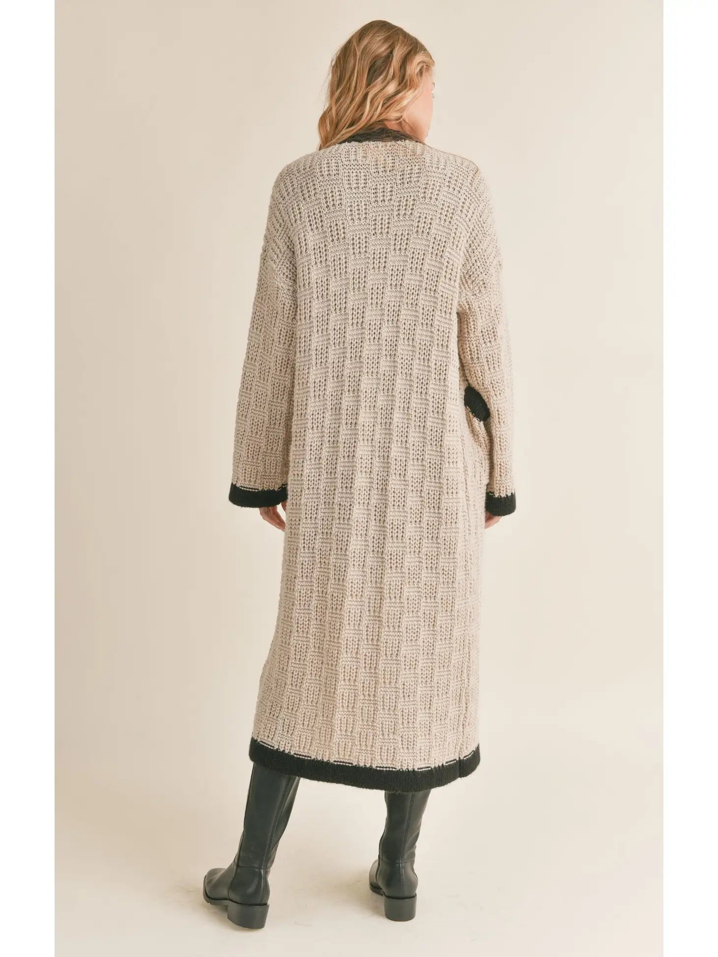 ZENNI TEXTURED KNIT LONG CARDIGAN