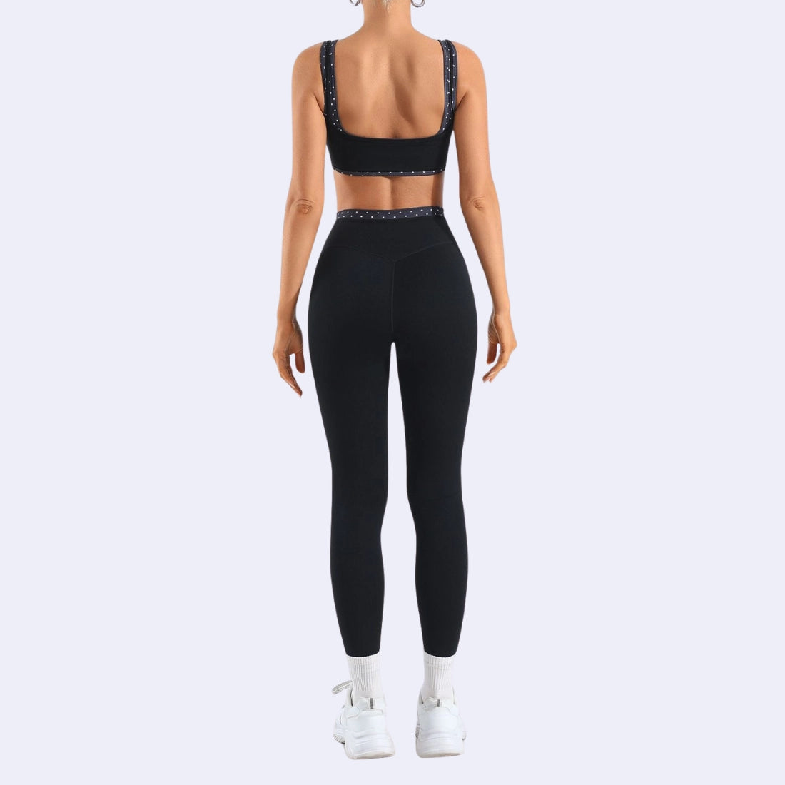 "SPOTTED IN ATHENS" Black Polka-Dot Leggings