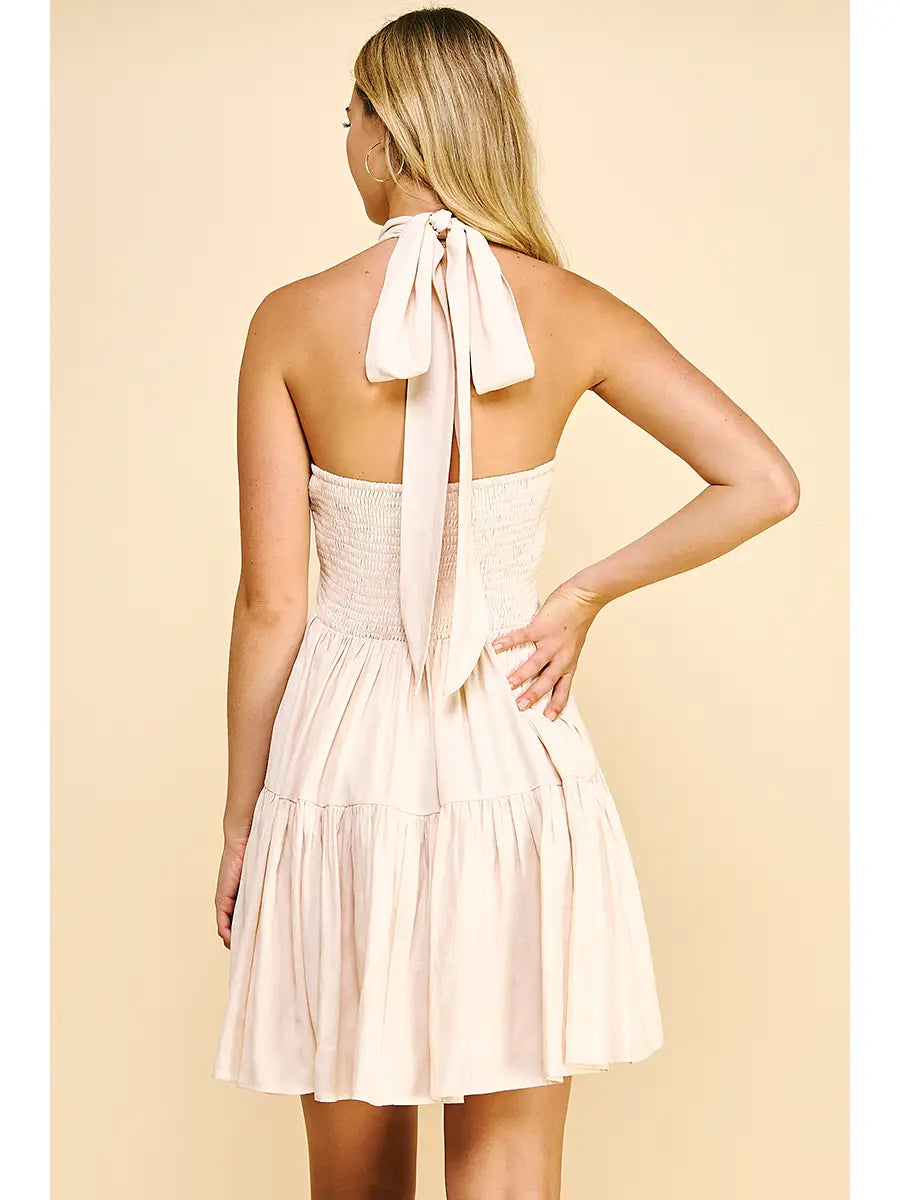 HIGH NECK HALTER DRESS
