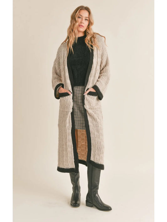 ZENNI TEXTURED KNIT LONG CARDIGAN