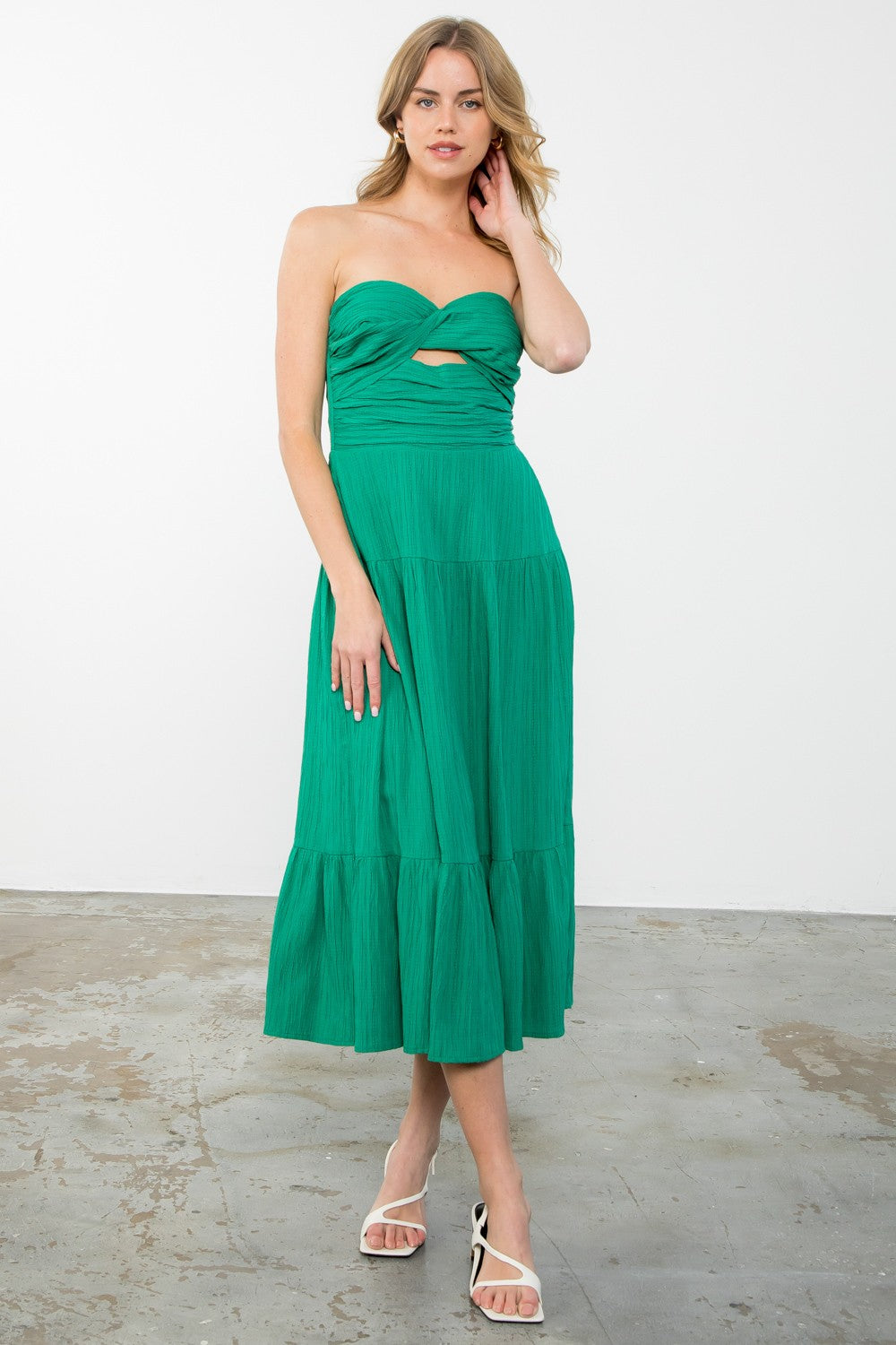 KELLY GREEN MIDI DRESS