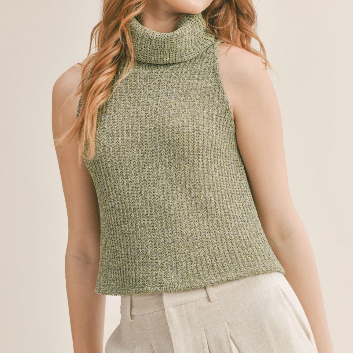 ADELINE SLEEVELESS TURTLENECK SWEATER