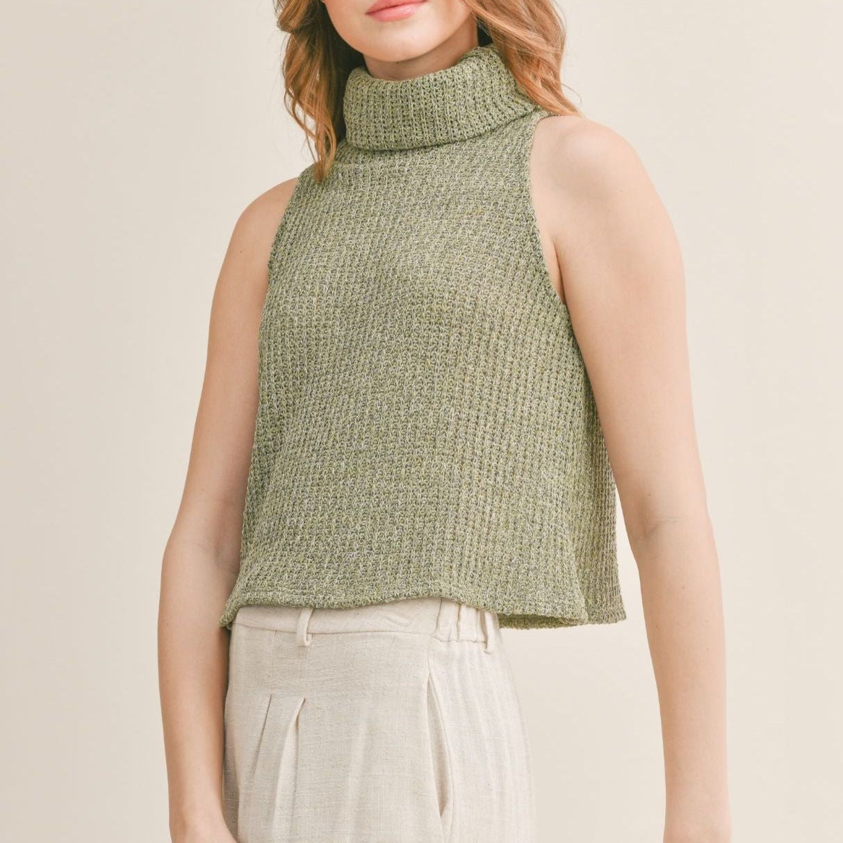 ADELINE SLEEVELESS TURTLENECK SWEATER