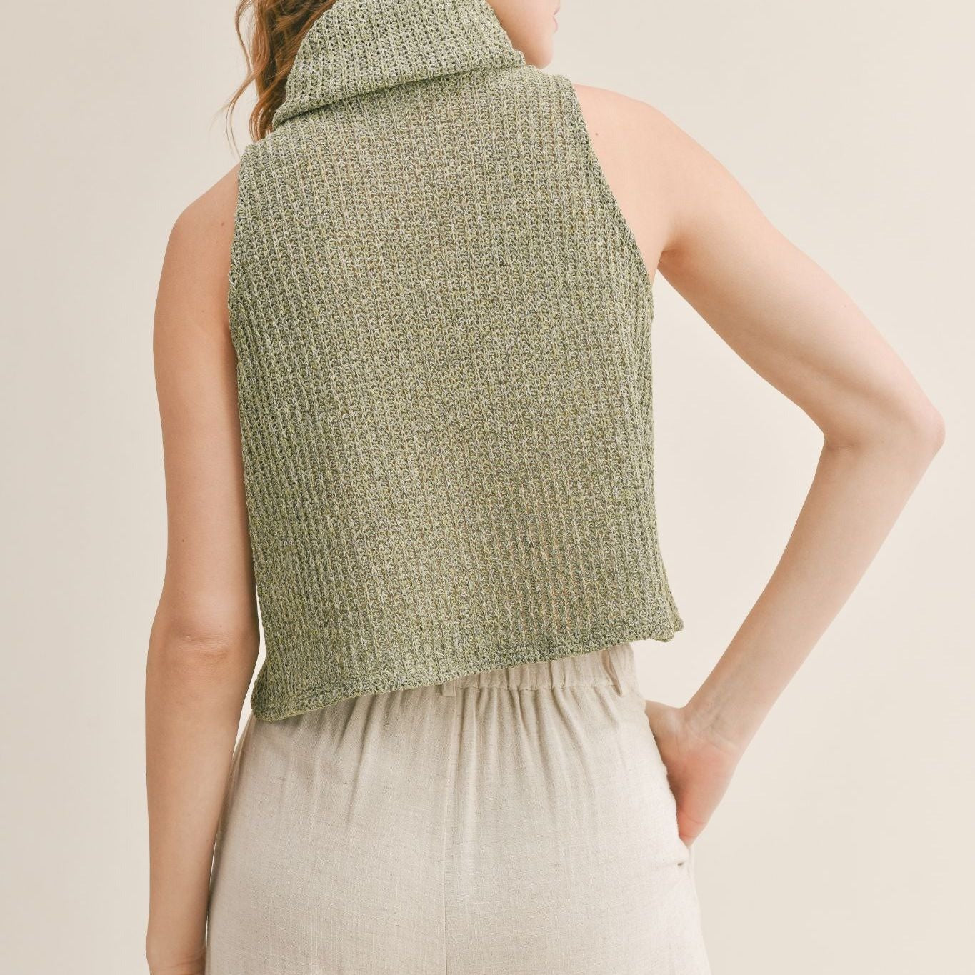 ADELINE SLEEVELESS TURTLENECK SWEATER