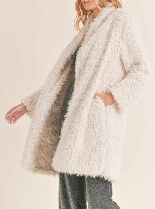 FALLING SLOWLY FAUX FUR SHAGGY COAT
