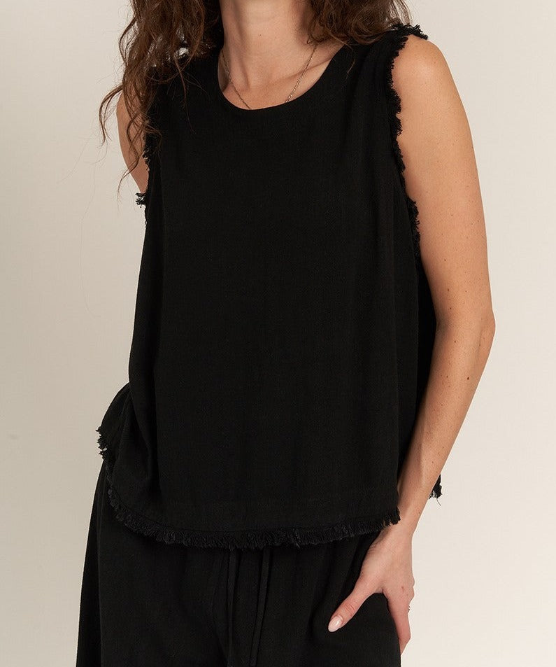 "SLOW TO SPEAK" SLEEVELESS TOP