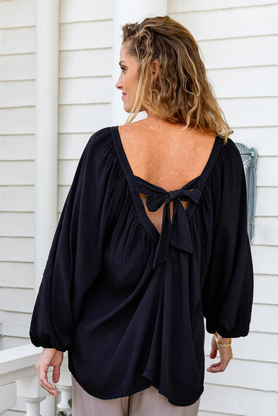 Cobblestone JILLIAN CREPE BLOUSE WITH BACK TIE