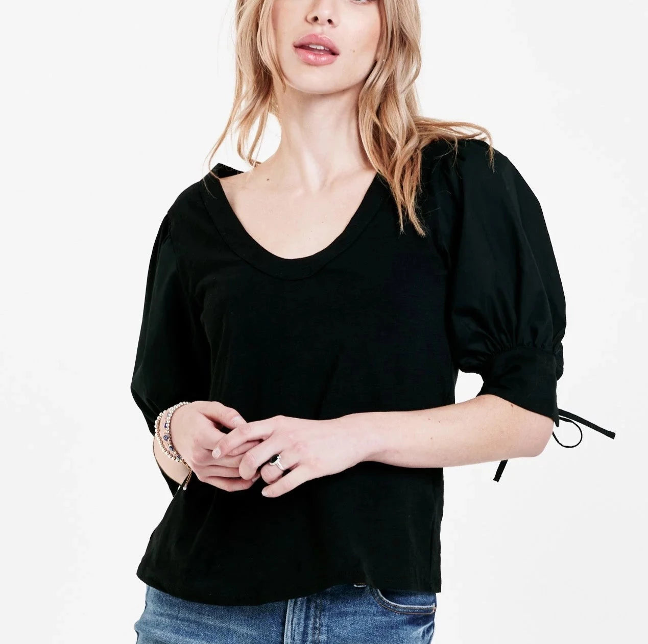 GRACELYN TIE CUFF TOP