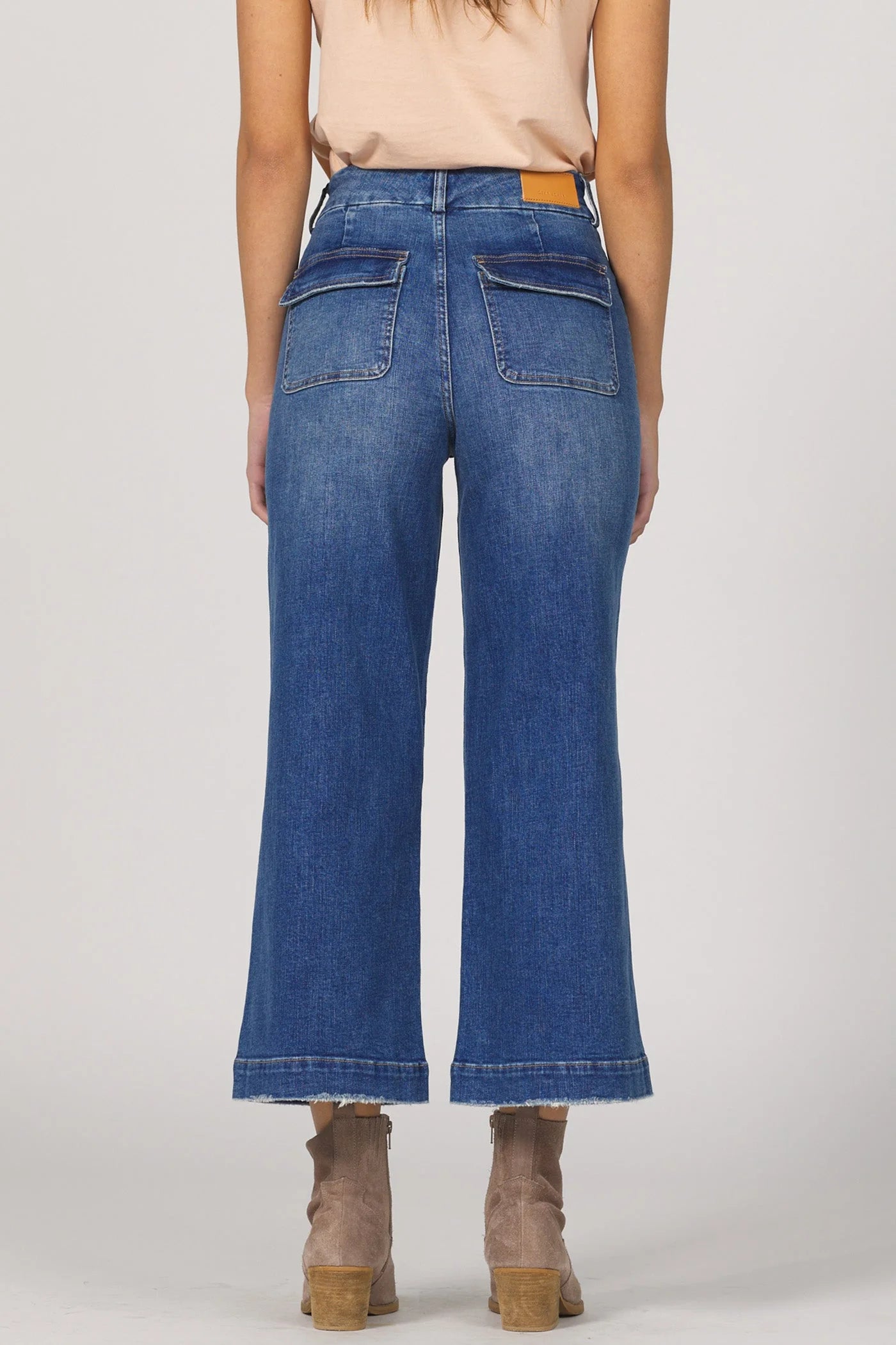 AUDREY WIDE LEG CROPPED DENIM JEANS by Dear John