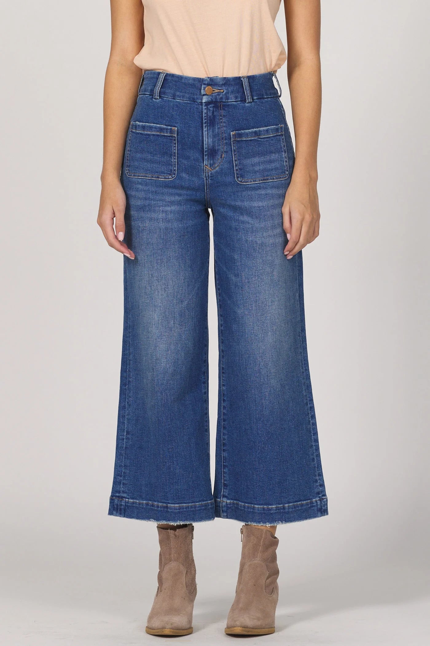 AUDREY WIDE LEG CROPPED DENIM JEANS by Dear John