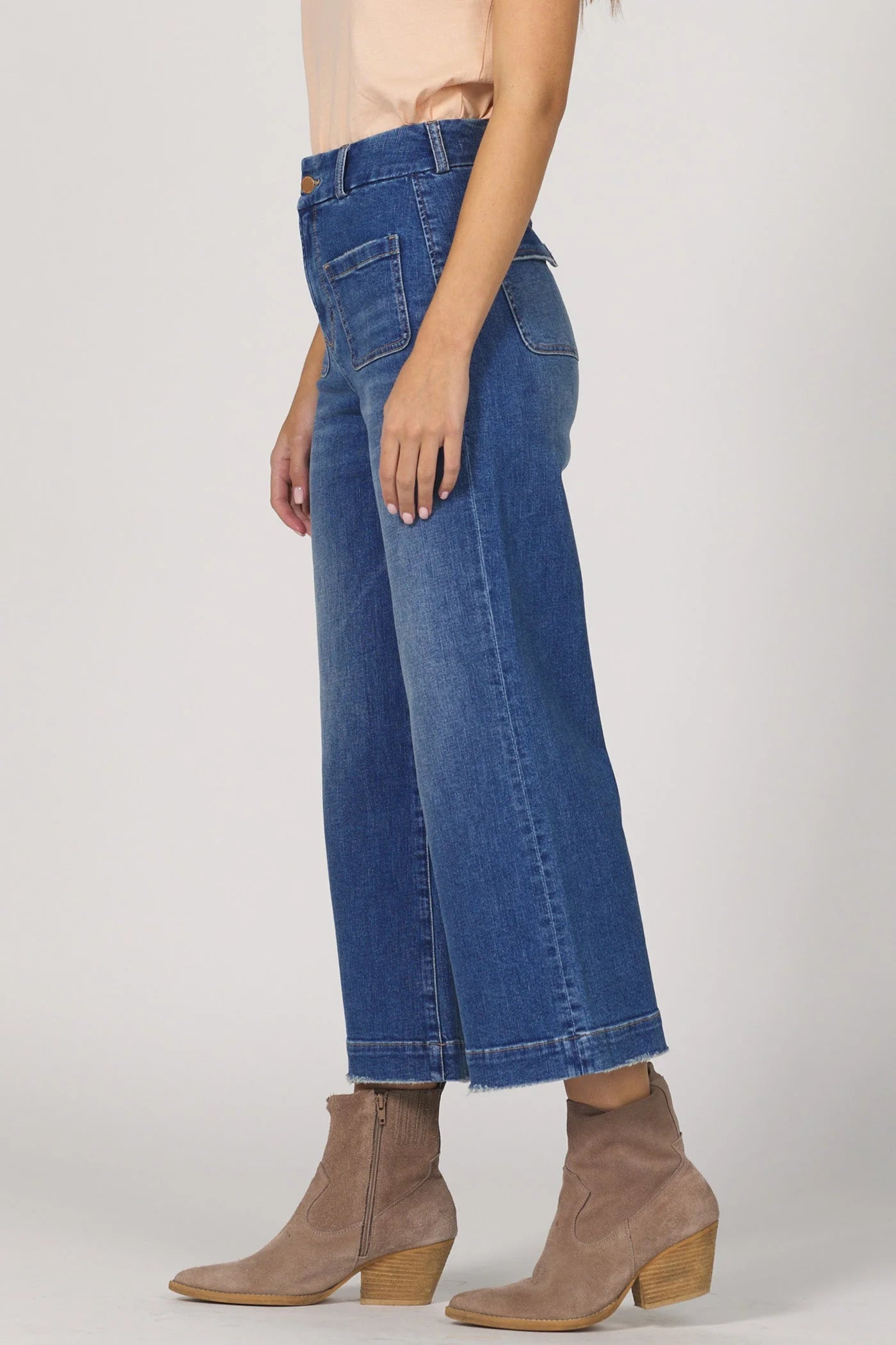 AUDREY WIDE LEG CROPPED DENIM JEANS by Dear John