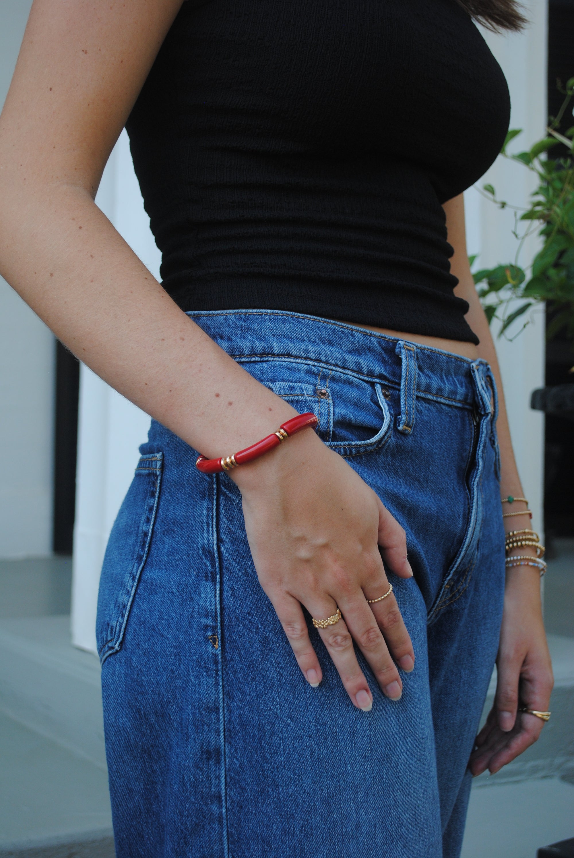 "STACK THE SIDELINE" RED BRACELET