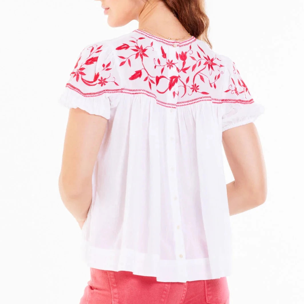ULLA EMBROIDERED YOKE TOP