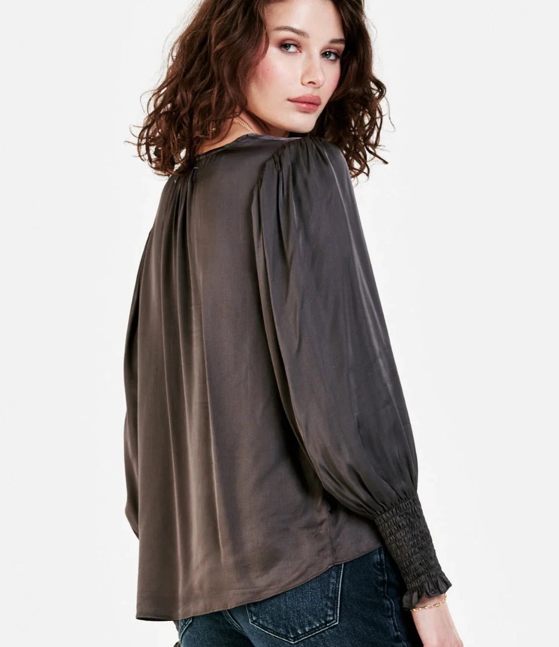 LONG SLEEVE TIE FRONT AMELIA BLOUSE